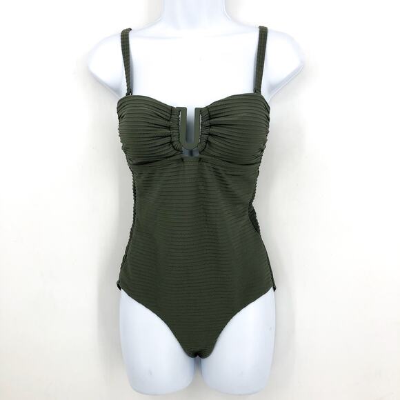 SEA LEVEL SWIM Spinnaker U Bar Bandeau One Piece Swimsuit Size 6 Khaki Green NWT - Picture 5 of 12